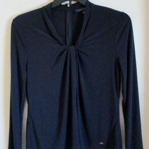 Tommy Hilfiger Navy Blue Women's Twist-Front Top Size Large